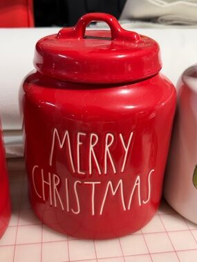 Rae Dunn Red 'Merry Christmas' Holiday Ceramic Canister